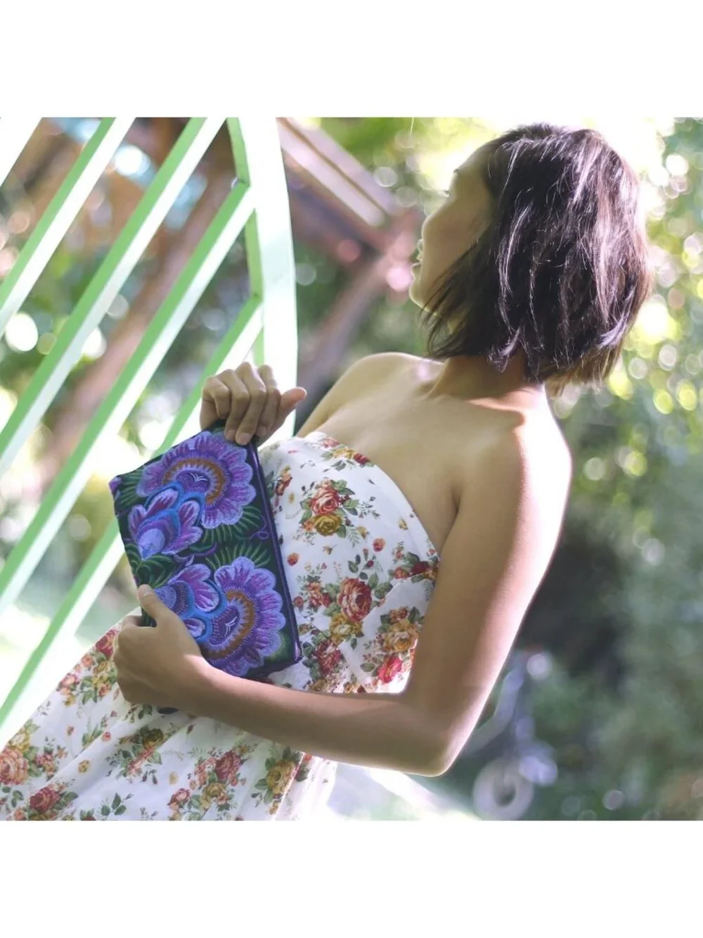 Floral Embroidered Boho Clutch | Handmade Ethnic Flower Wristlet Purse